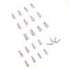 imageBABALAL Coffin Press on Nails Cute Acrylic Nails Long Ballerina Fake Nails Glossy Blue Pink Glue on Nails 3D Heart Charm Design for Women and GirlsCRJL20