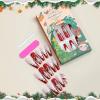 imageBABALAL Coffin Press on Nails Cute Acrylic Nails Long Ballerina Fake Nails Glossy Blue Pink Glue on Nails 3D Heart Charm Design for Women and GirlsCRJL10xmas