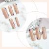 imageBABALAL Coffin Press on Nails Cute Acrylic Nails Long Ballerina Fake Nails Glossy Blue Pink Glue on Nails 3D Heart Charm Design for Women and GirlsCRJL09flower