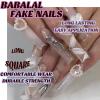 imageBABALAL Coffin Press on Nails Cute Acrylic Nails Long Ballerina Fake Nails Glossy Blue Pink Glue on Nails 3D Heart Charm Design for Women and GirlsCRJL07sliver