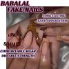 imageBABALAL Coffin Press on Nails Cute Acrylic Nails Long Ballerina Fake Nails Glossy Blue Pink Glue on Nails 3D Heart Charm Design for Women and GirlsCRJL09brown