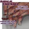 imageBABALAL Coffin Press on Nails Cute Acrylic Nails Long Ballerina Fake Nails Glossy Blue Pink Glue on Nails 3D Heart Charm Design for Women and GirlsCRJL09flower