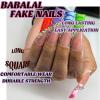 imageBABALAL Coffin Press on Nails Cute Acrylic Nails Long Ballerina Fake Nails Glossy Blue Pink Glue on Nails 3D Heart Charm Design for Women and GirlsCRJL07colorful