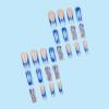 imageBABALAL Coffin Press on Nails Cute Acrylic Nails Long Ballerina Fake Nails Glossy Blue Pink Glue on Nails 3D Heart Charm Design for Women and GirlsSolid