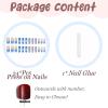 imageBABALAL Coffin Press on Nails Cute Acrylic Nails Long Ballerina Fake Nails Glossy Blue Pink Glue on Nails 3D Heart Charm Design for Women and GirlsSolid