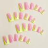 imageBABALAL French Tip Press on Nails Long Fake Nails Green Yellow Glue on Nails Duck Nails Acrylic Nails 24Pcs Stick on False Nails for Women and Girls