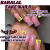 imageBABALAL French Tip Press on Nails Long Fake Nails Green Yellow Glue on Nails Duck Nails Acrylic Nails 24Pcs Stick on False Nails for Women and Girls