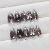 imageBABALAL Green Press On Almond Fake Nails Medium Glue On Gold Chrome Line Star Y2k Acrylic French Tip False 24Pcs Stiletto Manicure Artificial NailsANQ04