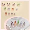 imageBABALAL Green Press On Almond Fake Nails Medium Glue On Gold Chrome Line Star Y2k Acrylic French Tip False 24Pcs Stiletto Manicure Artificial NailsANQ06
