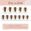 imageBABALAL Green Press On Almond Fake Nails Medium Glue On Gold Chrome Line Star Y2k Acrylic French Tip False 24Pcs Stiletto Manicure Artificial NailsANQ17