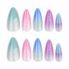 imageBABALAL Green Press On Almond Fake Nails Medium Glue On Gold Chrome Line Star Y2k Acrylic French Tip False 24Pcs Stiletto Manicure Artificial NailsANQ13