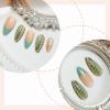 imageBABALAL Green Press On Almond Fake Nails Medium Glue On Gold Chrome Line Star Y2k Acrylic French Tip False 24Pcs Stiletto Manicure Artificial NailsANQ17