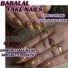 imageBABALAL Green Press On Almond Fake Nails Medium Glue On Gold Chrome Line Star Y2k Acrylic French Tip False 24Pcs Stiletto Manicure Artificial NailsANQ01chrome