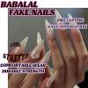 imageBABALAL Green Press On Almond Fake Nails Medium Glue On Gold Chrome Line Star Y2k Acrylic French Tip False 24Pcs Stiletto Manicure Artificial NailsANQ07