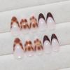 imageBABALAL Green Press On Almond Fake Nails Medium Glue On Gold Chrome Line Star Y2k Acrylic French Tip False 24Pcs Stiletto Manicure Artificial NailsANQ03