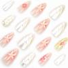 imageBABALAL Green Press On Almond Fake Nails Medium Glue On Gold Chrome Line Star Y2k Acrylic French Tip False 24Pcs Stiletto Manicure Artificial NailsANQ04flower