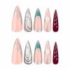 imageBABALAL Green Press On Almond Fake Nails Medium Glue On Gold Chrome Line Star Y2k Acrylic French Tip False 24Pcs Stiletto Manicure Artificial NailsANQ02