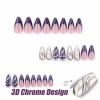 imageBABALAL Green Press On Almond Fake Nails Medium Glue On Gold Chrome Line Star Y2k Acrylic French Tip False 24Pcs Stiletto Manicure Artificial NailsANQ08