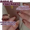 imageBABALAL Green Press On Almond Fake Nails Medium Glue On Gold Chrome Line Star Y2k Acrylic French Tip False 24Pcs Stiletto Manicure Artificial NailsANQ01