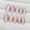 imageBABALAL Green Press On Almond Fake Nails Medium Glue On Gold Chrome Line Star Y2k Acrylic French Tip False 24Pcs Stiletto Manicure Artificial NailsANQ01chrome