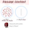 imageBABALAL Green Press On Almond Fake Nails Medium Glue On Gold Chrome Line Star Y2k Acrylic French Tip False 24Pcs Stiletto Manicure Artificial NailsANQ14