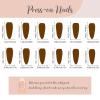 imageBABALAL Green Press On Almond Fake Nails Medium Glue On Gold Chrome Line Star Y2k Acrylic French Tip False 24Pcs Stiletto Manicure Artificial NailsANQ06