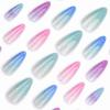 imageBABALAL Green Press On Almond Fake Nails Medium Glue On Gold Chrome Line Star Y2k Acrylic French Tip False 24Pcs Stiletto Manicure Artificial NailsANQ13