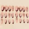 imageBABALAL Green Press On Almond Fake Nails Medium Glue On Gold Chrome Line Star Y2k Acrylic French Tip False 24Pcs Stiletto Manicure Artificial NailsANQ01