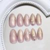 imageBABALAL Green Press On Almond Fake Nails Medium Glue On Gold Chrome Line Star Y2k Acrylic French Tip False 24Pcs Stiletto Manicure Artificial NailsANQ01chrome