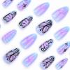 imageBABALAL Green Press On Almond Fake Nails Medium Glue On Gold Chrome Line Star Y2k Acrylic French Tip False 24Pcs Stiletto Manicure Artificial NailsANQ11