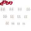 imageBABALAL Green Press On Almond Fake Nails Medium Glue On Gold Chrome Line Star Y2k Acrylic French Tip False 24Pcs Stiletto Manicure Artificial NailsANQ02heart