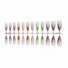 imageBABALAL Green Press On Almond Fake Nails Medium Glue On Gold Chrome Line Star Y2k Acrylic French Tip False 24Pcs Stiletto Manicure Artificial NailsANQ06