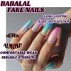 imageBABALAL Green Press On Almond Fake Nails Medium Glue On Gold Chrome Line Star Y2k Acrylic French Tip False 24Pcs Stiletto Manicure Artificial NailsANQ13
