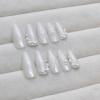 imageBABALAL Green Press On Almond Fake Nails Medium Glue On Gold Chrome Line Star Y2k Acrylic French Tip False 24Pcs Stiletto Manicure Artificial NailsANQ07