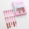 imageBABALAL Long Square Press on Nails French Tip Fake Nails Red Sliver False Nails with Bow Rhinestone Charm Designs Long Square Nail Press ons Sparkly Bling Nails Supplies Stick on Nails for Women 24PcsBNB109