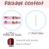 imageBABALAL Long Square Press on Nails French Tip Fake Nails Red Sliver False Nails with Bow Rhinestone Charm Designs Long Square Nail Press ons Sparkly Bling Nails Supplies Stick on Nails for Women 24PcsBNB111