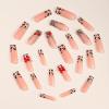 imageBABALAL Long Square Press on Nails French Tip Fake Nails Red Sliver False Nails with Bow Rhinestone Charm Designs Long Square Nail Press ons Sparkly Bling Nails Supplies Stick on Nails for Women 24PcsBNB114