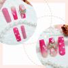 imageBABALAL Long Square Press on Nails French Tip Fake Nails Red Sliver False Nails with Bow Rhinestone Charm Designs Long Square Nail Press ons Sparkly Bling Nails Supplies Stick on Nails for Women 24PcsBNB124