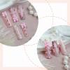 imageBABALAL Long Square Press on Nails French Tip Fake Nails Red Sliver False Nails with Bow Rhinestone Charm Designs Long Square Nail Press ons Sparkly Bling Nails Supplies Stick on Nails for Women 24PcsBNB123