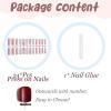 imageBABALAL Long Square Press on Nails French Tip Fake Nails Red Sliver False Nails with Bow Rhinestone Charm Designs Long Square Nail Press ons Sparkly Bling Nails Supplies Stick on Nails for Women 24PcsBNB123