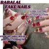 imageBABALAL Long Square Press on Nails French Tip Fake Nails Red Sliver False Nails with Bow Rhinestone Charm Designs Long Square Nail Press ons Sparkly Bling Nails Supplies Stick on Nails for Women 24PcsBNB111