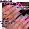 imageBABALAL Long Square Press on Nails French Tip Fake Nails Red Sliver False Nails with Bow Rhinestone Charm Designs Long Square Nail Press ons Sparkly Bling Nails Supplies Stick on Nails for Women 24PcsBNB121