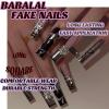 imageBABALAL Long Square Press on Nails French Tip Fake Nails Red Sliver False Nails with Bow Rhinestone Charm Designs Long Square Nail Press ons Sparkly Bling Nails Supplies Stick on Nails for Women 24PcsBNB102