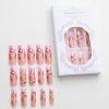 imageBABALAL Long Square Press on Nails French Tip Fake Nails Red Sliver False Nails with Bow Rhinestone Charm Designs Long Square Nail Press ons Sparkly Bling Nails Supplies Stick on Nails for Women 24PcsBNB110
