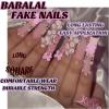 imageBABALAL Long Square Press on Nails French Tip Fake Nails Red Sliver False Nails with Bow Rhinestone Charm Designs Long Square Nail Press ons Sparkly Bling Nails Supplies Stick on Nails for Women 24PcsBNB123
