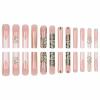 imageBABALAL Long Square Press on Nails French Tip Fake Nails Red Sliver False Nails with Bow Rhinestone Charm Designs Long Square Nail Press ons Sparkly Bling Nails Supplies Stick on Nails for Women 24PcsBNB107