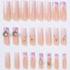 imageBABALAL Long Square Press on Nails French Tip Fake Nails Red Sliver False Nails with Bow Rhinestone Charm Designs Long Square Nail Press ons Sparkly Bling Nails Supplies Stick on Nails for Women 24PcsBNB112