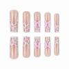 imageBABALAL Long Square Press on Nails French Tip Fake Nails Red Sliver False Nails with Bow Rhinestone Charm Designs Long Square Nail Press ons Sparkly Bling Nails Supplies Stick on Nails for Women 24PcsBNB122