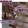 imageBABALAL Long Square Press on Nails French Tip Fake Nails Red Sliver False Nails with Bow Rhinestone Charm Designs Long Square Nail Press ons Sparkly Bling Nails Supplies Stick on Nails for Women 24PcsBNB109