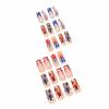 imageBABALAL Long Square Press on Nails French Tip Fake Nails Red Sliver False Nails with Bow Rhinestone Charm Designs Long Square Nail Press ons Sparkly Bling Nails Supplies Stick on Nails for Women 24PcsBNB118